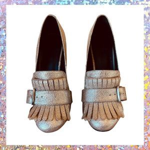 Kenneth Cole Reaction Gold Tassel Block Heel